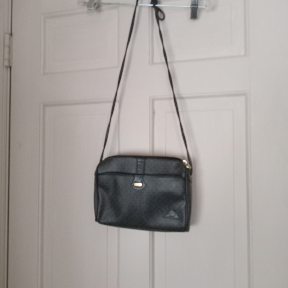 Vintage Liz Vlaiborne Charcoal Gray Crossbody Bag 1980s